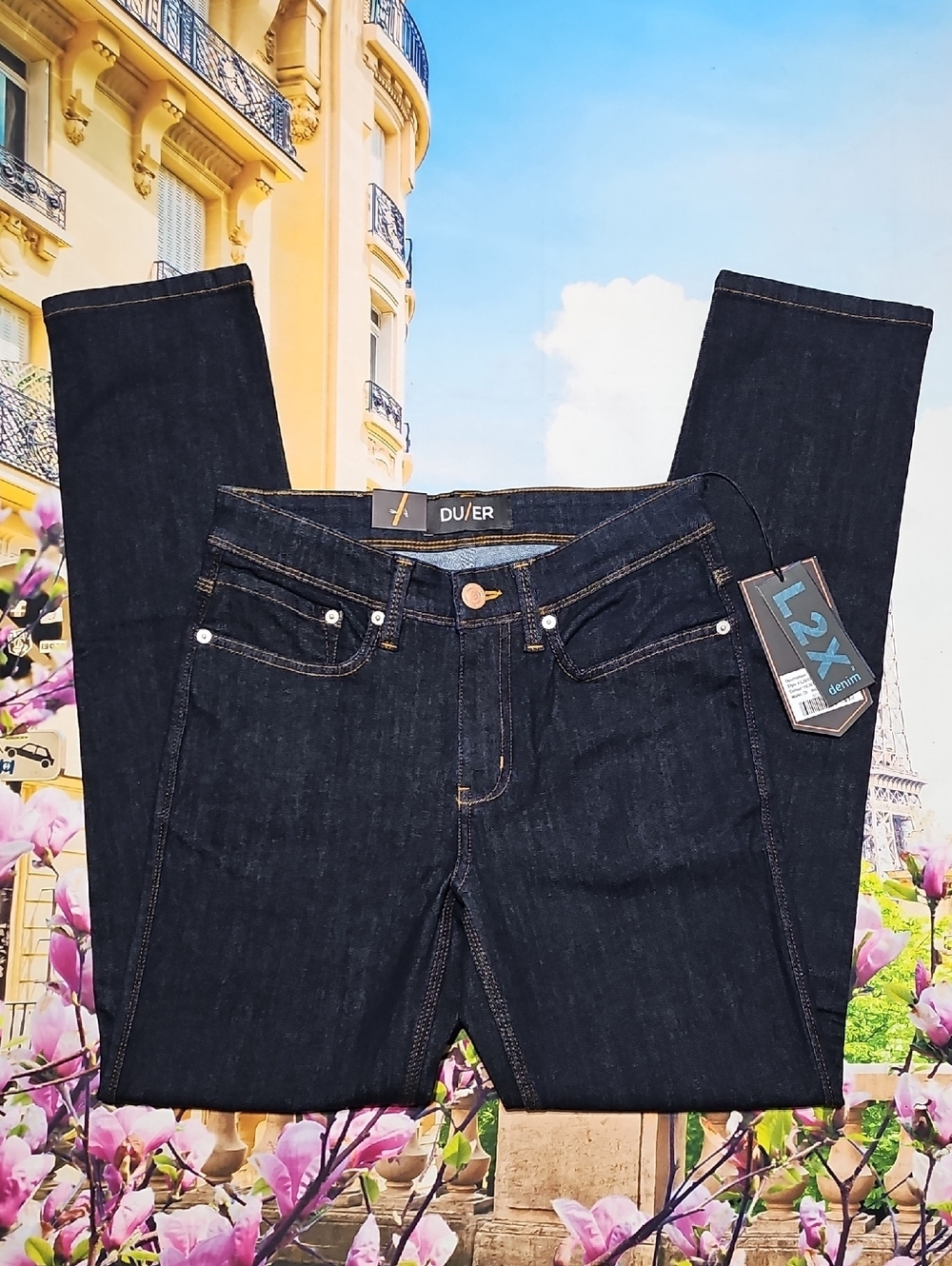DU/ER Dark Blue Slim Fit Denim Jeans Size 28x32 New